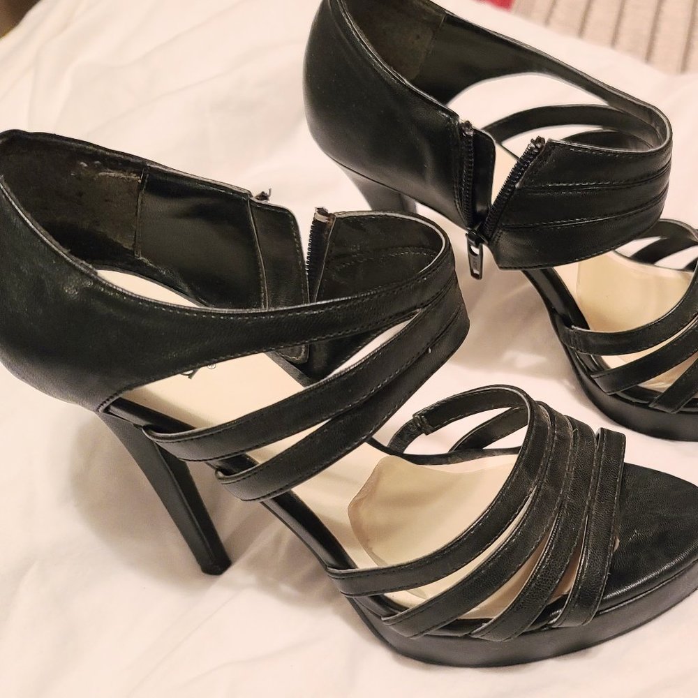 Black Ankle Zip Heels